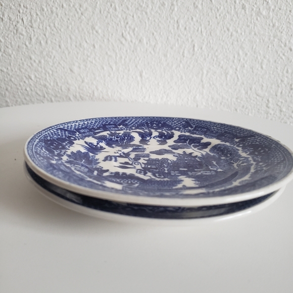 2 Vintage Willow Ware by Royal China Side 6" Small Plates Saucers Blue White - Picture 5 of 10